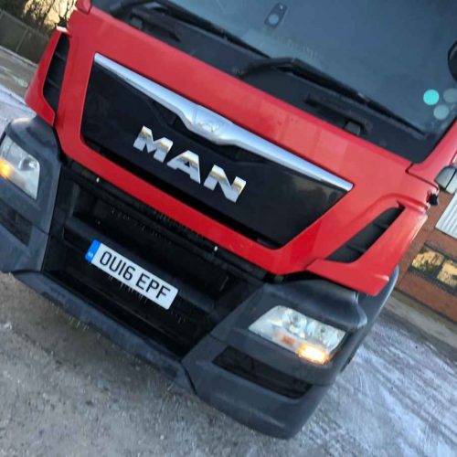 red man lorry front end