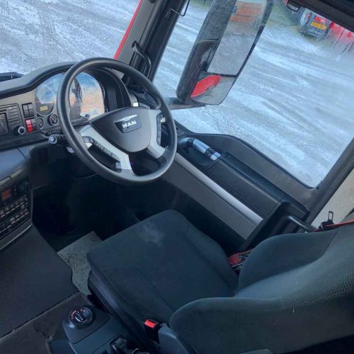 red man lorry interior driver side